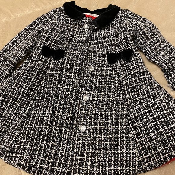 Nannette 2pc. Baby Girl Black & White Coat / Red Dress & Black Shoes - Picture 14 of 15